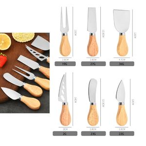 Wholesale Stainless Steel Cheese Knives Set Kitchen Utensil Butter Custom logo Knives Forks Spatula With Wood Handle - Product Image 2