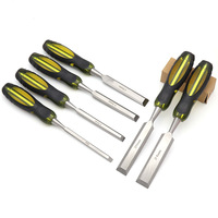Outils de sculpture sur bois en acier CR-V ciseaux plats pour le travail du bois couteaux de sculpture sur bois pleine grandeur avec manche Double couleur Transparent