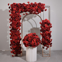 Künstliche Seidenblumen-Girlande vom Hersteller für Hochzeiten, Guter Preis, 1m Lang, Rot mit Burgunderrot, Blumen-Läufer