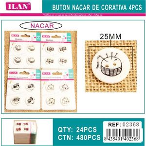 Ilan Bottone Decorativo in Madreperla 25mm Nacar Craft 4 Pezzi - Product Image 3