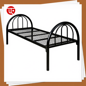 Cadre de lit en métal revêtu à un seul niveau, design moderne, pour la maison, l'école ou la chambre à coucher, lit superposé en acier robuste au design épuré pour hôtel - Product Image 1