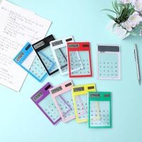 Calculatrice d'entreprise en plastique avec logo personnalisé, impression de logo, alimentation solaire, affichage LED 8 chiffres, ultra-fine, transparente