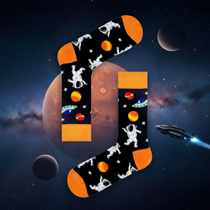 <b>Orange</b> Patterned Colorful Astronaut Spaceship <b>Socks</b> Digital Printing High-Ankle for Mars Mars Astronaut - Product Image 3