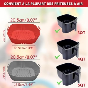 Revestimiento de Silicona Cuadrado de 8 Pulgadas para <span class=keywords><strong>Freidora</strong></span> de <span class=keywords><strong>Aire</strong></span>, Libre de BPA, Grado Alimenticio, Reutilizable para 3QT-7QT |   Resistente al Calor 464 ° Logotipo/Color Personalizado F - Product Image 3