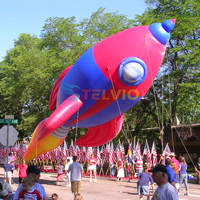 Modelo de cohete publicitario inflable de PVC, modelo de globo de cohete inflable con logotipo, cohete de helio para evento de desfile