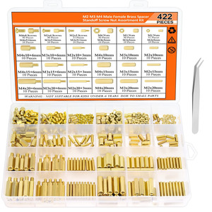 Baiguluo Brass Spacer Standoff Screw Nut Assortment Kit M2 M3 M4 422pcs General Purpose Construction Grade A - Product Image 1
