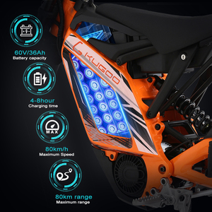 Motocicleta Eléctrica Todoterreno KUGOO WISH 04 80km/h 3700W 60V Ciclomotor Eléctrico E Dirt Bike con Neumático de 24 Pulgadas - Product Image 3