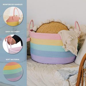 Wholesale Rainbow Blanket <b>Basket</b> for Classroom & Nursery Extra <b>Large</b> Woven Laundry <b>Basket</b> - Product Image 6