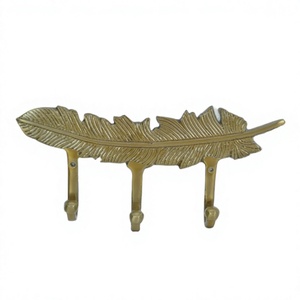 Crochet de luxe décoration murale métal artisanat en laiton Antique plumes crochets et Rail serviette chiffons cintre crochet décoratif décoration de la maison - Product Image 1