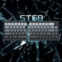 ZORNHER 65% ST68 Split Keyboard Black Ergonomic Wireless With Knob Hot Swappable Silent Gaming Keyboard for Win Mac