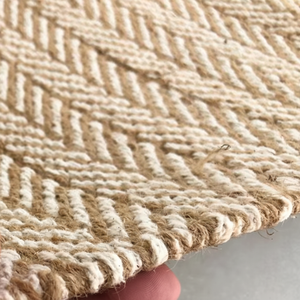 Alfombra de Lujo Tejida a Mano con Rayas, de Algodón Natural Sin Teñir y Yute, para Uso en el Hogar o Hoteles, Tapete Hecho a Mano - Product Image 1