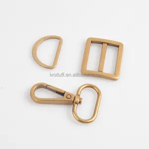 25Mm Datar D Cincin Antik Warna Emas Slider Adjuster Gesper Tas Tangan Logam Putar Snap Hook