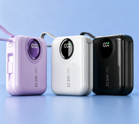 Batterie externe 10000mAh, charge rapide 22.5W, mini batterie externe portable, câbles de charge doubles intégrés avec affichage numérique LED