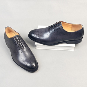 Chaussures Richelieu pour Hommes en Cuir Véritable, Bout Rond, à Lacets, Respirantes, pour le Bureau, Toutes Saisons, Semelle en Caoutchouc, Motif Uni - Product Image 2