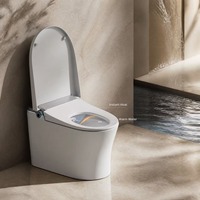 WC intelligent en céramique à poser au sol, allongé, avec siphon, télécommande, siège chauffant, double chasse d'eau, sortie en P, sortie en S