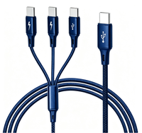 Câble de charge rapide 3 en 1 C vers triple Type C 60W, cordon de synchronisation de données multi-appareils pour plusieurs téléphones et tablettes Type C