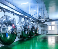 Équipement de séchage sous vide cylindrique industriel de 240 m², chauffage à la vapeur, stockage à froid, capacité de 2400 kg pour la transformation alimentaire en vrac