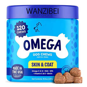WANZIBEI Custom Omega 3 olio di pesce per cani mastica morbida con biotina vitamina <span class=keywords><strong>E</strong></span> Omegas mastica olio di salmone per prurito pelle secca - Product Image 1