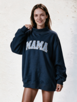 Sweat-shirt à col montant pour femme, longueur allongée, avec logo brodé personnalisé, vêtements pour femmes en marque privée