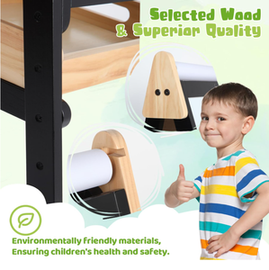 Alta regolabile pittura in piedi tavolo da disegno 3 in 1 cavalletto con vassoio in legno doppio lato per bambini cavalletto con rotolo di carta - Product Image 5