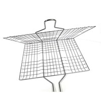Grille de barbecue portable DaS pour l'extérieur, panier de cuisson en maille avec poignée en bois pour poisson, steak, poulet, légumes