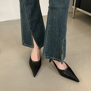 Nouvelles mules pour femmes à imprimé léopard, bout pointu, talon fin et bas, collection Printemps 2025 – Chaussures et pantoufles pour femme - Product Image 5