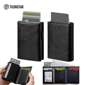 Portefeuille compact automatique antivol RFID en cuir fin TILONSTAR TVC302W, porte-cartes pour homme, porte-carte d'identité - Product Image 1