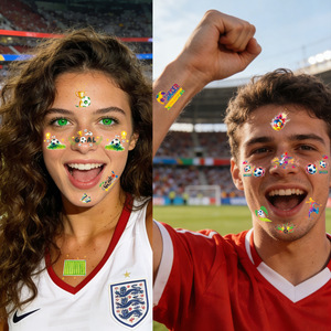 Adesivi Temporanei per il Viso per la Coppa del Mondo 2026 Canada-USA-Messico, <span class=keywords><strong>Tatuaggi</strong></span> di Calcio per Bambini - Product Image 4