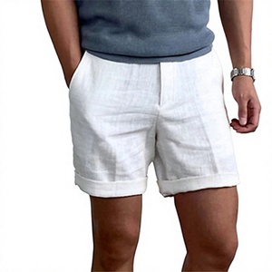 <b>Men's</b> <b>White</b> <b>Linen</b> Blend <b>Shorts</b> Casual Summer Vacation Beachwear Rolled Hem Lightweight Breathable Regular Fit Daily <b>Shorts</b> Style - Product Image 4