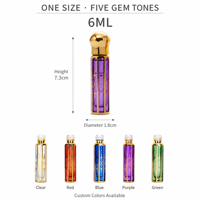 Flacon de parfum vide en verre octogonal plaqué or 6 ml, personnalisé OEM ODM, en gros, avec applicateur roll-on, bâtonnet de trempage et pulvérisateur coloré