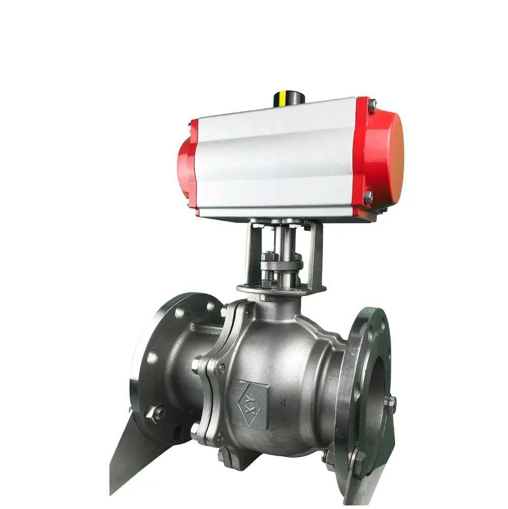 XinYi DN100 4 inch 2 Way for Steam water oil Flanged Air Operated Spring Return Pneumatic Control Ball Valve