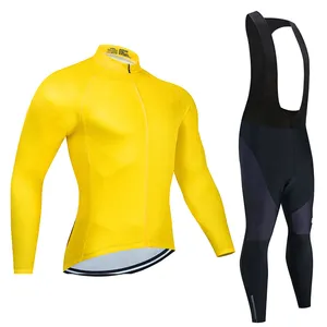 Желтая велосипедная одежда на молнии с длинным рукавом, велосипедная одежда, нагрудники, брюки, велосипедная одежда