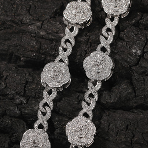 Collar de Moda con Incrustaciones de Diamantes de Imitación en Forma de Rosa y Brazalete en Forma de 8, Estilo Hip Hop de Alta Gama - Product Image 5