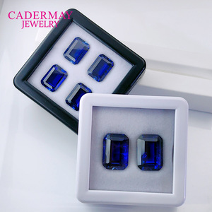 Cadermay Royal Blue Synthetic Sapphire Loose Stone Rectangle Cut For Jewelry Making - Product Image 3