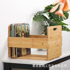 Bamboo Portable <b>Shelf</b> For Home <b>Desktop</b> Office Record Holder Single Layer Wooden Magazine Organizer - Product Image 1