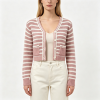 Barcenola Maxi – Robe en maille pointelle à rayures blanches et jaunes pour femme, manches longues, qualité supérieure, personnalisable (OEM & ODM), vente en gros