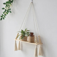 Vente en gros de support mural en bois macramé de style bohème pour la décoration intérieure pour la salle de bain et le salon