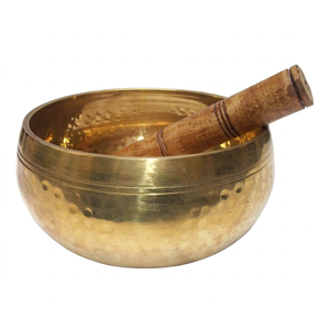 Bol chantant tibétain en laiton avec motif martelé, plaqué or, style Feng Shui, pour le yoga, la guérison des chakras et la collection d'art - Product Image 1