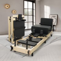 Equipo de Pilates Plegable de Alta Calidad con Pedales y 6 Resortes, Ajustable en Altura, de Madera de Arce, Venta al por Mayor