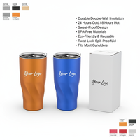 Gobelet isotherme en acier inoxydable de 30 oz, écologique, à texture spirale, avec couvercle, maintien au chaud/au froid de 12 à 24 heures, compatible eau bouillante, idéal pour les voyages