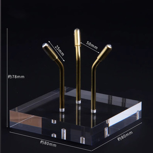 Vàng kim loại cánh tay rõ ràng Acrylic khoáng sản khối hiển thị đứng giá vẽ với cơ sở - Product Image 2