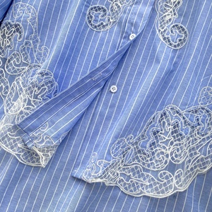 फैशन आस्तीन स्ट्रिप्ड शर्ट कैज़ुअल महिलाओं की शर्ट कढ़ाई शर्ट - Product Image 6