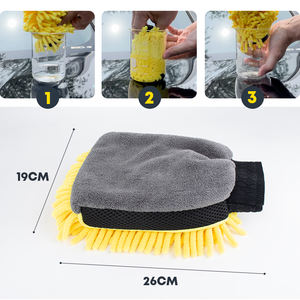 Cina all'ingrosso Premium doppio lato in <span class=keywords><strong>pile</strong></span> di corallo ciniglia guanto in microfibra guanto per autolavaggio per Auto pulizia dei dettagli Auto - Product Image 5