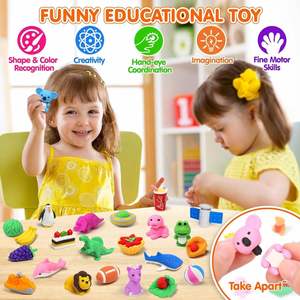 Gommes à effacer en forme d'animaux 3D mignons et kawaii, en TPR, pour fournitures scolaires, cadeaux, faveurs de fête pour enfants, en caoutchouc et plastique - Product Image 3
