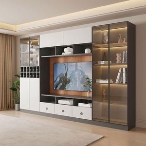 LED Floating Wall Mounted <b>TV</b> <b>Stand</b> <b>Portable</b> for Modern Luxury Living Room and Hotel Use with Wooden Furniture Unit Design - Product Image 1