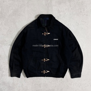 Custom Fireman Clasp Bomber Workwear Work Jeans Street Casual Wear Lining <b>Flannel</b> Fabric Heavyweight Work Workwear <b>Jacket</b> Men - Product Image 1