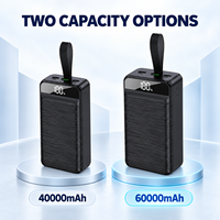 Chargeur de téléphone portable grande capacité 40000mAh 60000mAh, Power Bank avec lumière d'urgence, sangle de transport et sorties multiples