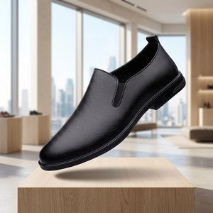 Chaussures en cuir décontractées pour hommes 2026 avec panneau latéral élastique, chaussures plates confortables à semelle souple, grandes tailles - Product Image 1