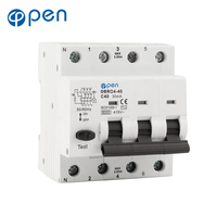 Disyuntor de fuga de corriente residual 10ma 30ma 100ma 300ma AC 400V 40A 63A tipo A AC panel de 4 polos 4 P RCBO
