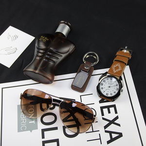 RTS New Men'S Luxury Set Watch <strong>Gift</strong> 5 Pieces/Set With Leather Sunglasses Perfume Key Chain Set <strong>for</strong> Men'S <strong>Boyfriend</strong> - Product Image 3